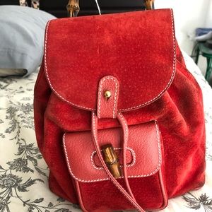 GUCCI bamboo line suede backpack